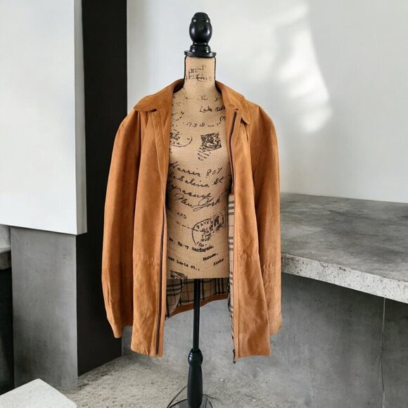 BURBERRY Calf leather Nubuck jacket in cognac/ camel - Picture 1 of 8